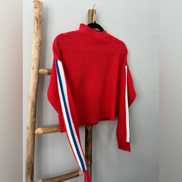 H&M Racer Stripe Crop Top Turtleneck Sweater - Picture 2 of 11